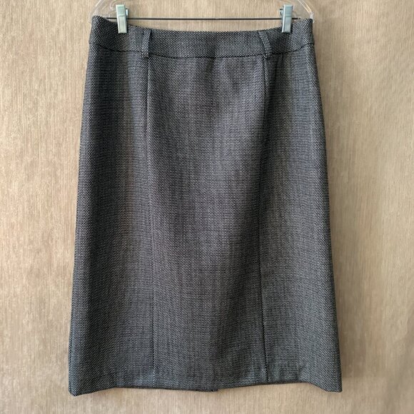 Vtg Harvé Benard Pure Wool Midi Skirt | Charcoal Gray Tweed | Size 12 - Picture 7 of 9